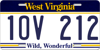 WV license plate 1OV212