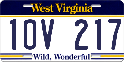 WV license plate 1OV217