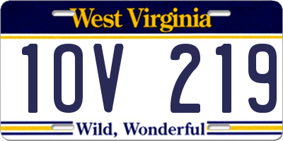 WV license plate 1OV219