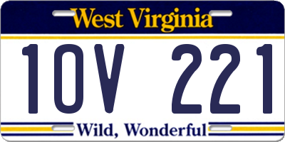 WV license plate 1OV221