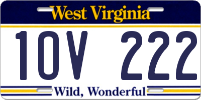 WV license plate 1OV222