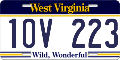 WV license plate 1OV223