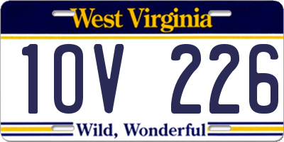 WV license plate 1OV226