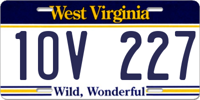 WV license plate 1OV227