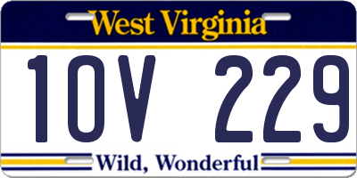 WV license plate 1OV229