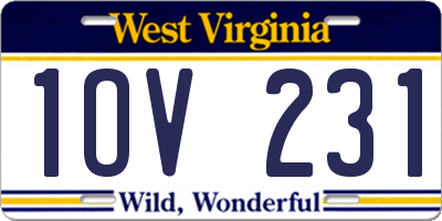 WV license plate 1OV231