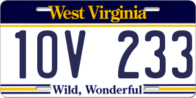 WV license plate 1OV233