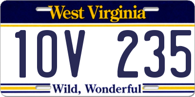 WV license plate 1OV235