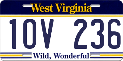 WV license plate 1OV236