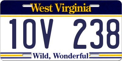 WV license plate 1OV238