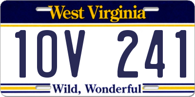 WV license plate 1OV241