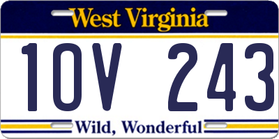 WV license plate 1OV243