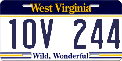 WV license plate 1OV244