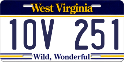 WV license plate 1OV251