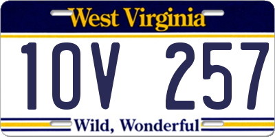WV license plate 1OV257