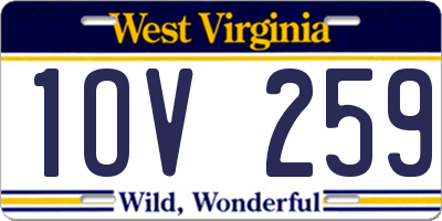 WV license plate 1OV259