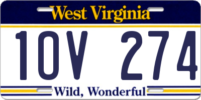WV license plate 1OV274