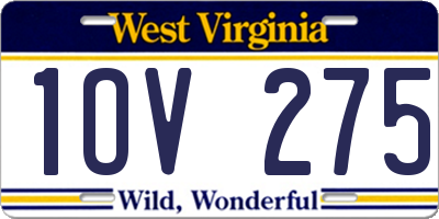 WV license plate 1OV275