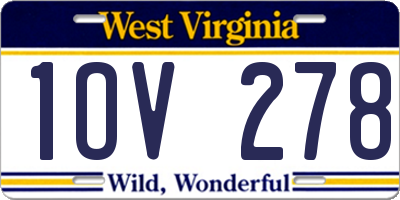 WV license plate 1OV278