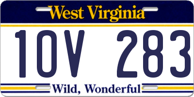 WV license plate 1OV283
