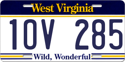 WV license plate 1OV285