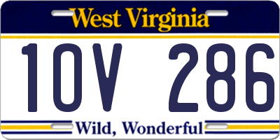 WV license plate 1OV286
