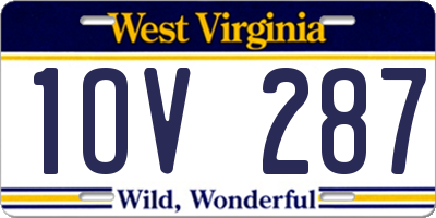 WV license plate 1OV287