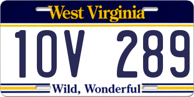 WV license plate 1OV289