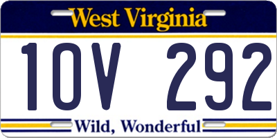 WV license plate 1OV292