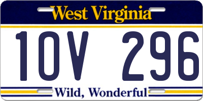 WV license plate 1OV296