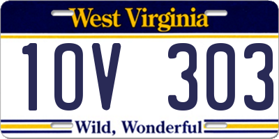 WV license plate 1OV303