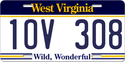 WV license plate 1OV308