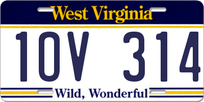 WV license plate 1OV314