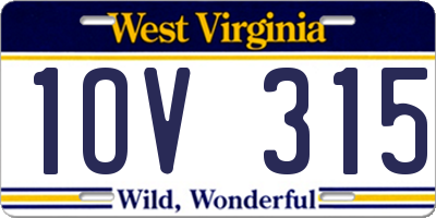 WV license plate 1OV315