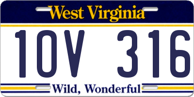 WV license plate 1OV316