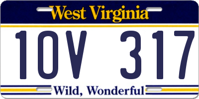 WV license plate 1OV317