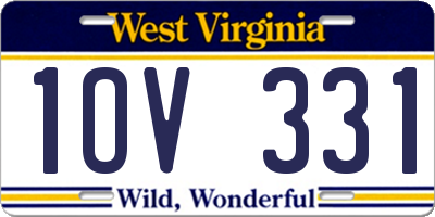 WV license plate 1OV331