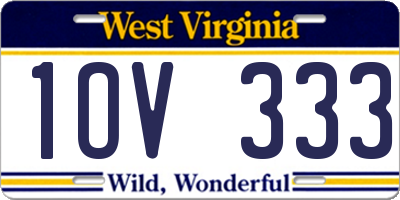 WV license plate 1OV333