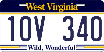 WV license plate 1OV340