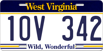 WV license plate 1OV342