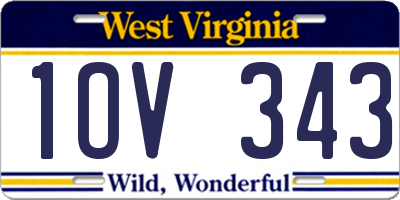 WV license plate 1OV343