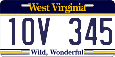 WV license plate 1OV345
