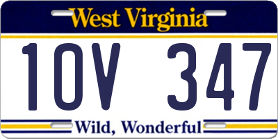 WV license plate 1OV347