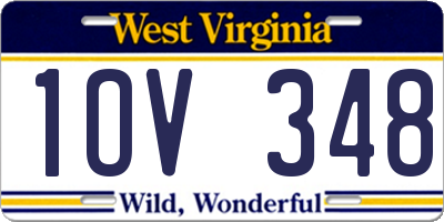 WV license plate 1OV348