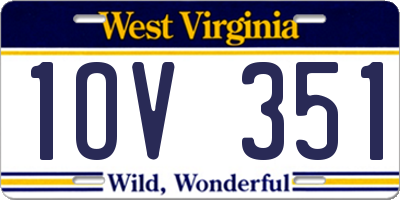 WV license plate 1OV351
