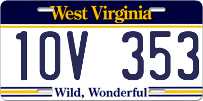WV license plate 1OV353