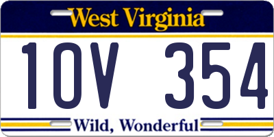 WV license plate 1OV354