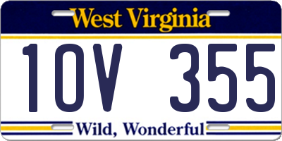 WV license plate 1OV355