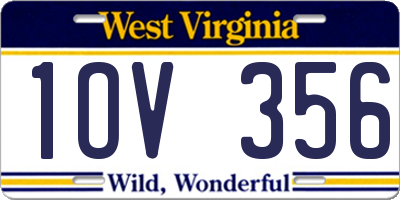 WV license plate 1OV356