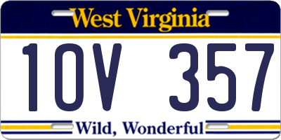 WV license plate 1OV357